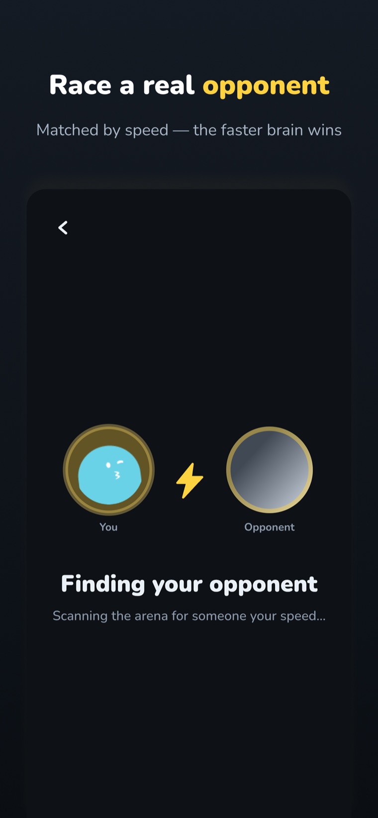 Mindrush matchmaking — finding your opponent, scanning the arena for someone your speed.